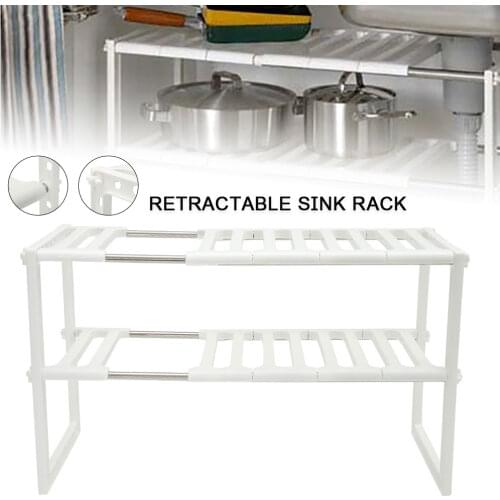 Kitchen Dishes Storage Adjustable Extendable Double Layer Holder Shelf Rack Under Sink Multifunction Organiser Kitchen Items