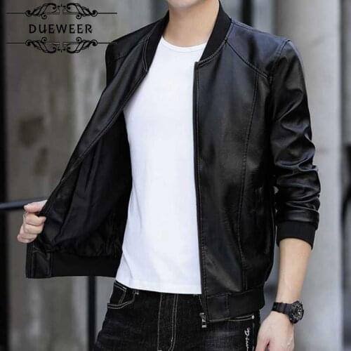 Dueweer Mens Warm Leather Jackets Motorcycle Windbreaker Jacket Biker For Man Winter Coat Style Brand