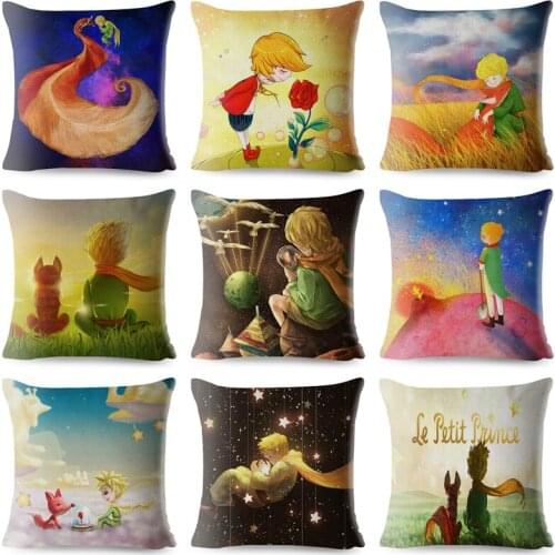 Cartoon Anime Linen Cushion Cover France Anime The Little Prince Fox Print Pillow Covers Sofa Home Decor Throw Pillows Cases
