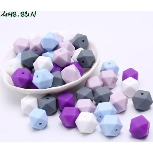 MHS.SUN Colorful Hexagon Silicone Beads Baby Chewable Nursing Necklace Loose Beads For DIY Teething Accessories Making 30Pcs