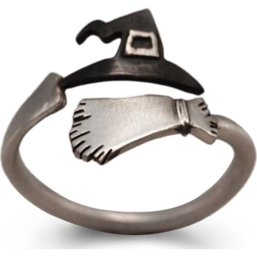 Cute Halloween Decoracion Jewelry Rings For Women Witch Hats Broom Mop Pumpkin Lamp Finger Rings Hollow Out Mens Ring Gifts2020