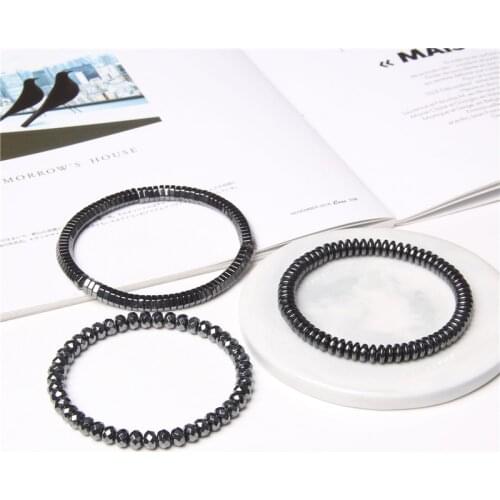 Minimalism Mens women Elastic Hematite Bracelet Courage Health Unisex men homme charm punk bracelets jewelry gifts