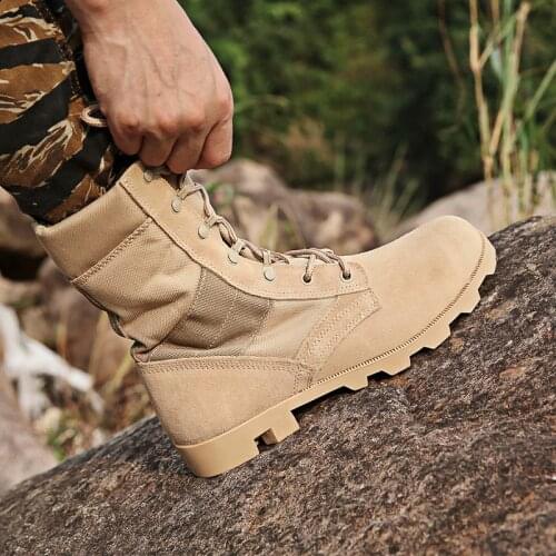 Summer Outdoor Men Shoes Army Camouflage Combat Safety Boots Male Anti-slip Military Tactical Boots Round Toe