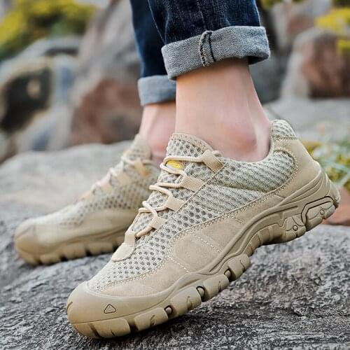 Outdoor Men Hiking Shoes Mesh Breathable Tactical Combat 2020 New Army Boots Desert Training Sneakers Anti-Slip Trekking Shoes