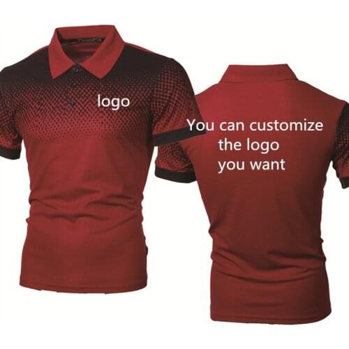 Fashion NEW Mens Gradient short sleeve Can Custom LOGO Printing Summer Mens tops high quality Pure cotton Mens polo shirt