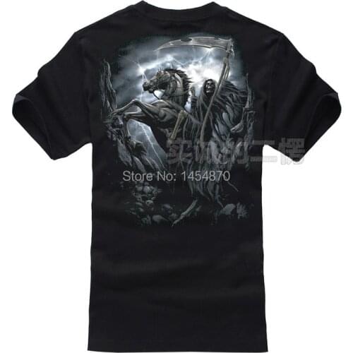 New Fashion Super Cool 3D Dark Gothic Skull knight Rock Brand men women shirts shirt High Quality items fitness 100%Cotton