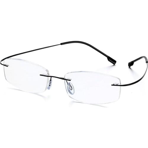 Unisex Memory Titanium Rimless Ultralight Reading Glasses Rectangular Spectacles Eyeglass