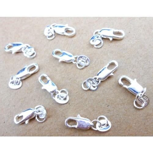 Wholesale Jewelry Findings 50PC Real Pure 925 Stamped Silver Lobster Clasps With 925 Tag For Necklace+Opening Jump Rings LOGO