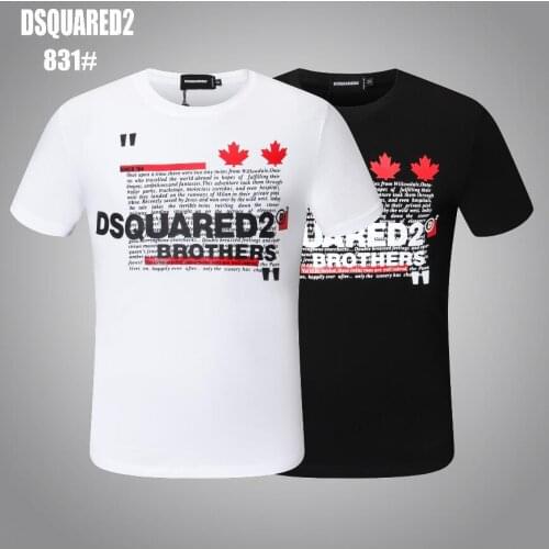 Authentic Dsquared2-Fashion letter printing short-sleeved T-shirt male slim casual half-sleeved T-shirt handsome male 831