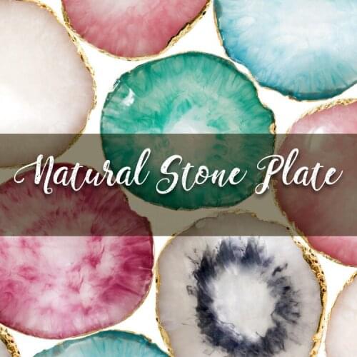 Natural resin stone Nail Art color Palette Acrylic Gel Polish Holder Drawing Color Paint Dish Glue pallet display&photo tool