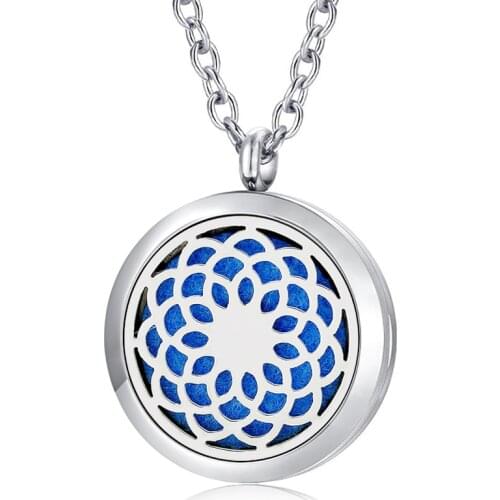Perfume Locket Magnetic Closure Aroma Jewelry 316L Stainless Steel Aromatherapy Diffuser Locket Necklace with Chain as gift