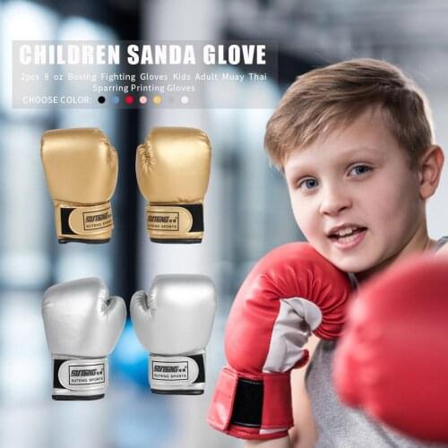 2pcs PU Kick Boxing Gloves for Kids Breathable Training Fighting Gloves Muay Thai Karate Sparring Punching Kickboxing Gloves
