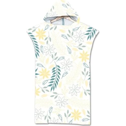 New leaves geometry Towel Adult Microfiber Dressing Robe Hooded Bath Towel Swimming Surfing Beachwear