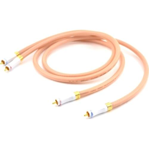Pair Shark 5N OCC Silver Plated Audio Interconnect Cable With RCA Gold Plated Connector