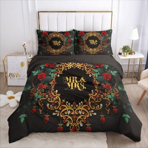 Family sets Euro Bed linen set for home Bedding Set Blanket cover 150*200 200*220 size Bed set 6pcs for Wedding Mrs Mrs drop