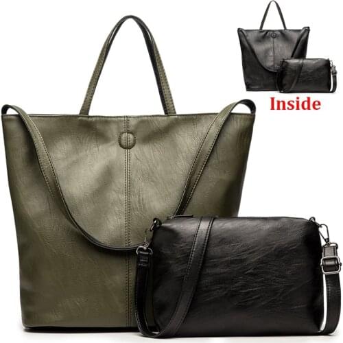Leather Casual Fashion Women Tote Handbag Two Color Reversible Ladies Messenger bag Large Shoulder&Crossbody Bag Female Hobo