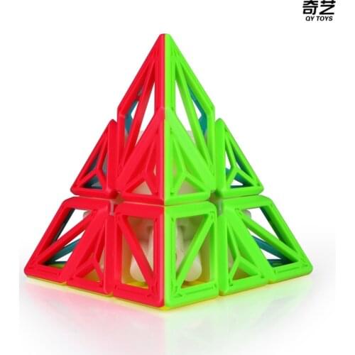 QiYi DNA 3x3x3 Pyramid Magic Cube Stickerless Speed Puzzle Hollow Out Creative Art Intellectual Educational Professional Toys