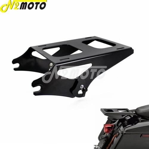Motorcycle Black Detachable Two-Up Tour Pack Rack Passenger Carry Luggage Rack for Harley Road King Street Road Glide 2014-2016