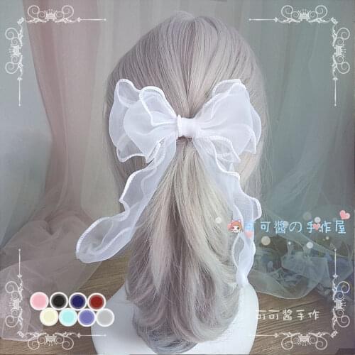 Japanese girl soft girl Lolita big bow hairpin Lolita copy side yarn ribbon top clip girl hair accessories