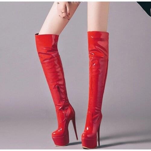 Red Over The Knee Boots Women Platform 2021 Autumn Winter Womens High Boots Shoes Sexy Extreme High Heel Fashion Fetish Shoes