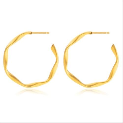 New Punk Rose Gold Silver Color Ear Piercing For Women Asymmetry Stainless Steel Stud Earrings Fashion Jewelry wholesale