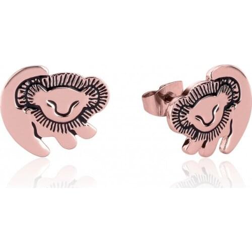 Cartoon Lion Simba Rose Gold Earrings Hakuna Matata Stud Earrings for Women Christmas Gift Wedding Jewelry Wholesale