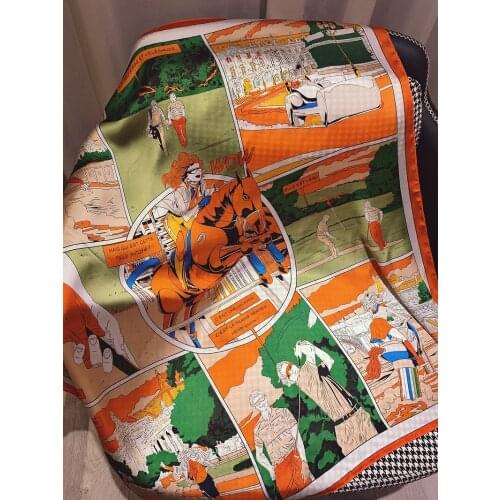 21 letter silk scarf sunscreen big plaid scarf silk carriage chain womens scarf headdress luxury elegant fashion long soft Shaw