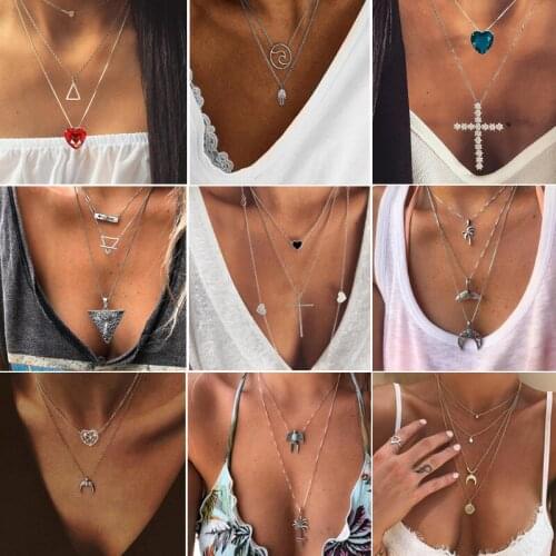 New Multi Layer World Map Pendant Necklace Women Ladies Fashion Chains Necklaces Party Jewelry Accessories