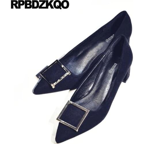 10 42 Customized Size 33 Yellow Pointed Toe 4 34 Gray High Heels Pumps Black Italian Plus Block Shoes For Women Metal Suede 11