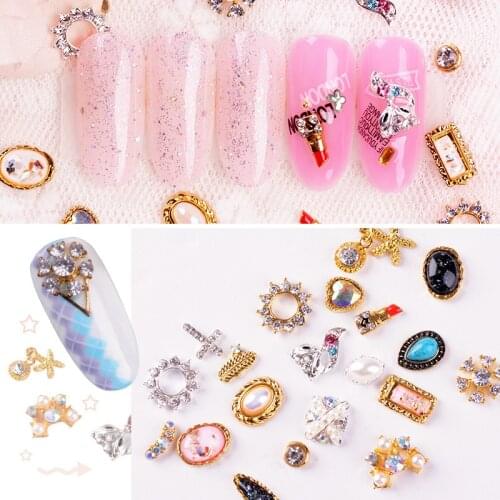 10Pcs Vintage Nail Boho Series Charms Multi-Shapes Alloy Jewelry 3d Gem Accessories For Manicure UV Gel DIY Decor Supplies