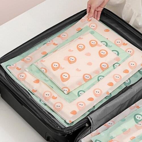 10Pcs Storage Bags Cartoon Print Waterproof PEVA Luggage Garment Bags for Home