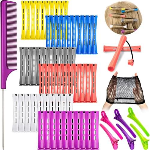 80Pcs Hair Perm Rods Set 4 Sizes Cold Wave Rods Hair Rollers Plastic Perming Rods Curlers for Hairdressing Styling Rulos Pelo