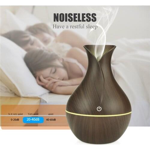 130ml Vase Air Humidifier USB Wooden Aroma Diffuser Ultrasonic Noiseless Auto Off Essential Oil Diffuser Desktop Purifier