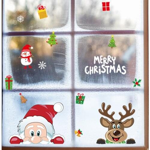 2021 Christmas Santa Claus Reindeer Electrostatic Stickers for Glass Window Xmas Snowflakes DIY Sticker Design Decor Home Decals
