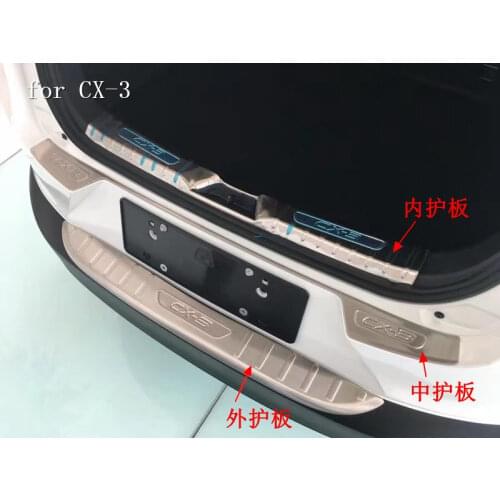 Stainless steel car Rear Bumper Protector Sill Trunk Rear guard Tread Plate Pedals for Mazda CX-3 CX3 2018 Car styling 3PCS