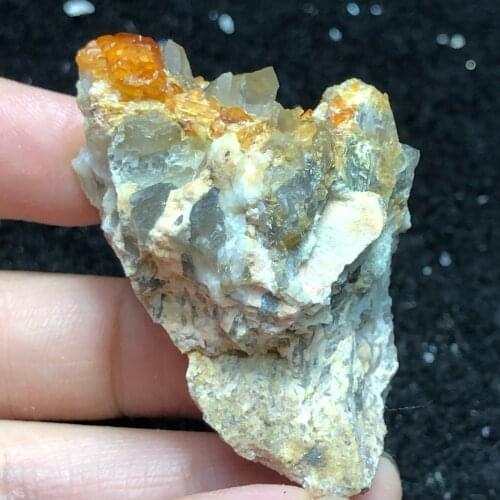 39g.Rare natural garnet crystal hexagonal point feldspar mica brass multi mineral crystal symbiotic halo energy healing