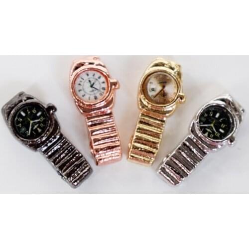 4PCS 1/12 Scale Dollhouse Miniature Metal Watch for Home Decor Mini Furniture Accessories Toy