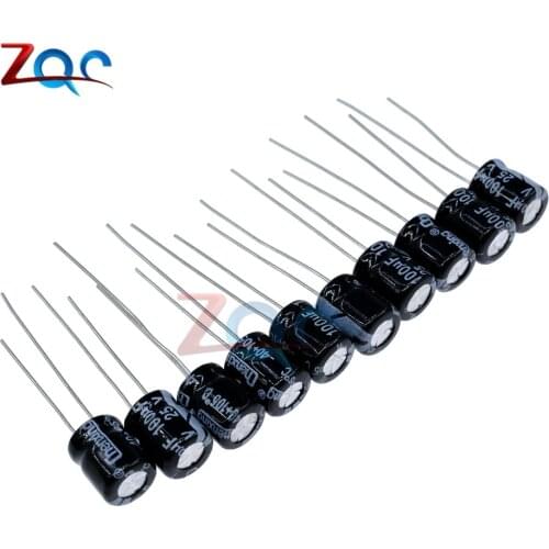 50PCS 25V 100UF Aluminum Electrolytic Capacitor High Frequency