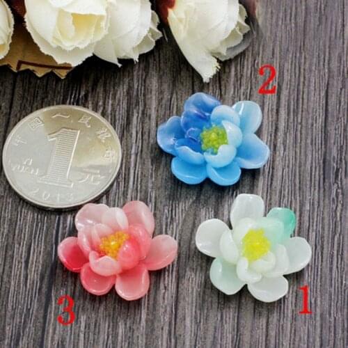 6pcs/bag water lily resin wholesale/retail 23mm 3color optional resin flower for jewelry decoration 004004049