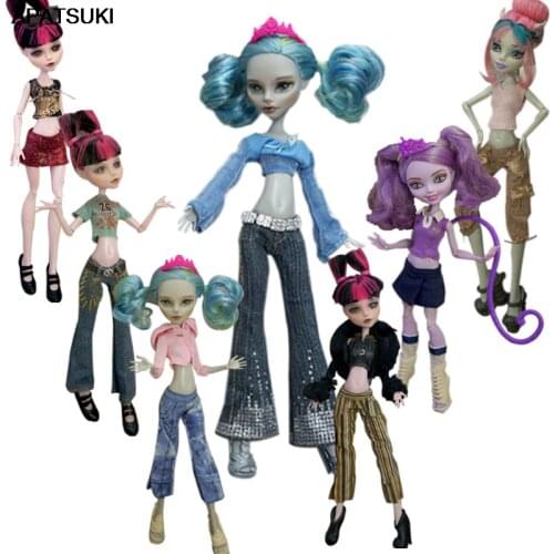 7pcs/lot Fashion Clothes For Monster High Dolls Dress Party Dresses Vestidos Casual Clothes For Bratz Doll Kid Toys 1/6
