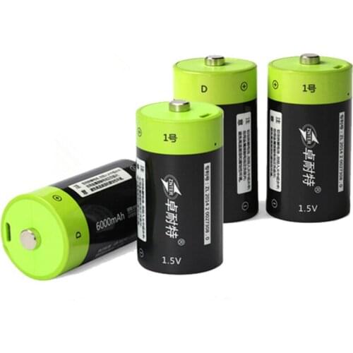 4pcs/lot ZNTER 6000mAh 1.5V rechargeable battery Micro USB rechargeable battery Lipo LR20 battery