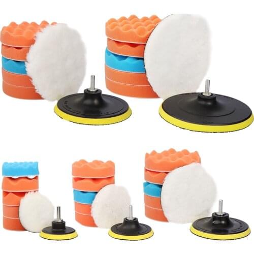 8pcs Auto Car Polishing Pad Kit For Car Polisher Drill Adapter M10 M14 Power Tools Accessories 3/4/5/6/7 Inch Buffer Pad Set