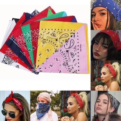 Punk Vintage Bandana Scarf For Women Girls Kids Punk Square Bandanas Headwear Printed Head Scarf Headbands Hair Accessories