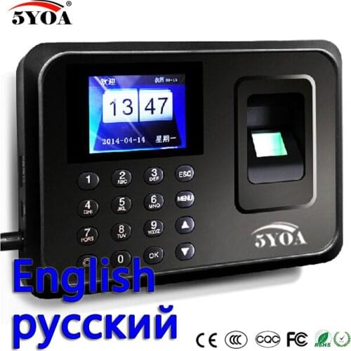 5YOA Biometric Attendance System USB Fingerprint Reader Time Clock Employee Control Machine Electronic Device Russian English