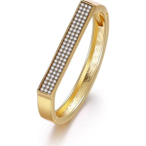 Crystal Geometric Cuff Bracelets Bangles For Women Accessories Gold Color Alloy Jewelry Fashion Gift Dropshipping