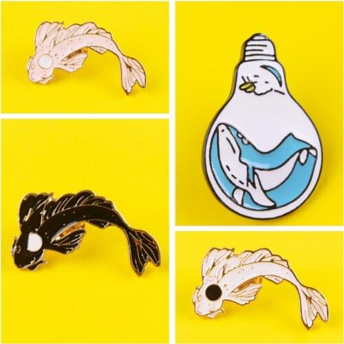 Fish Brooch Pin Goldfish Carp Koi 4 Colors Collar Lapel Brooch Pin Cartoon Animals Enamel Badge On Clothing Jewelry Accessories