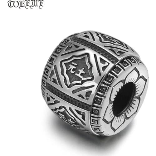 100% 925 Silver Fengshui Words Good Luck Beads 925 Sterling Silver Fengshui Lucky Beads Lotus Symbol Beads