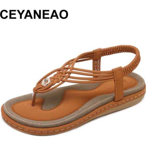 CEYANEAOSummer Fashion Sandals Woman Platform soft leather large size Flip Flops sandals comfortable shoes6colors availableE1770