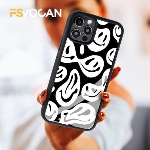 Trippy Smiley Face For iPhone 11 12 Pro Max 7 8 Plus X XR XS Phone Case Cover Funny Ghost Smile Cartoon Cute Coque Accessories