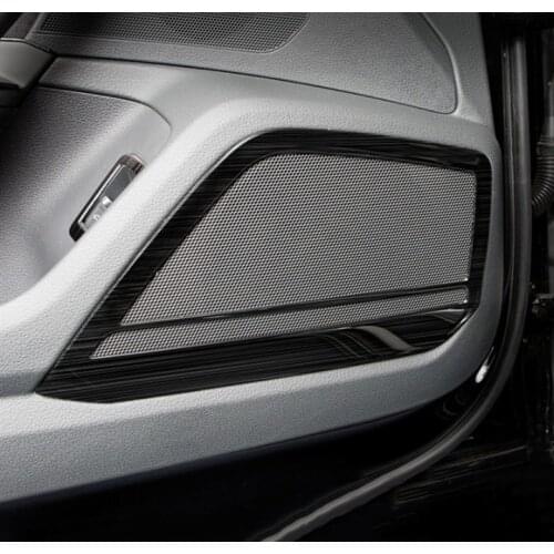 Black Air Conditioner Vents Cover Trim For Audi A6 C8 2019 Stainless Steel Car Door Audio Speaker Frame Decoration Decals